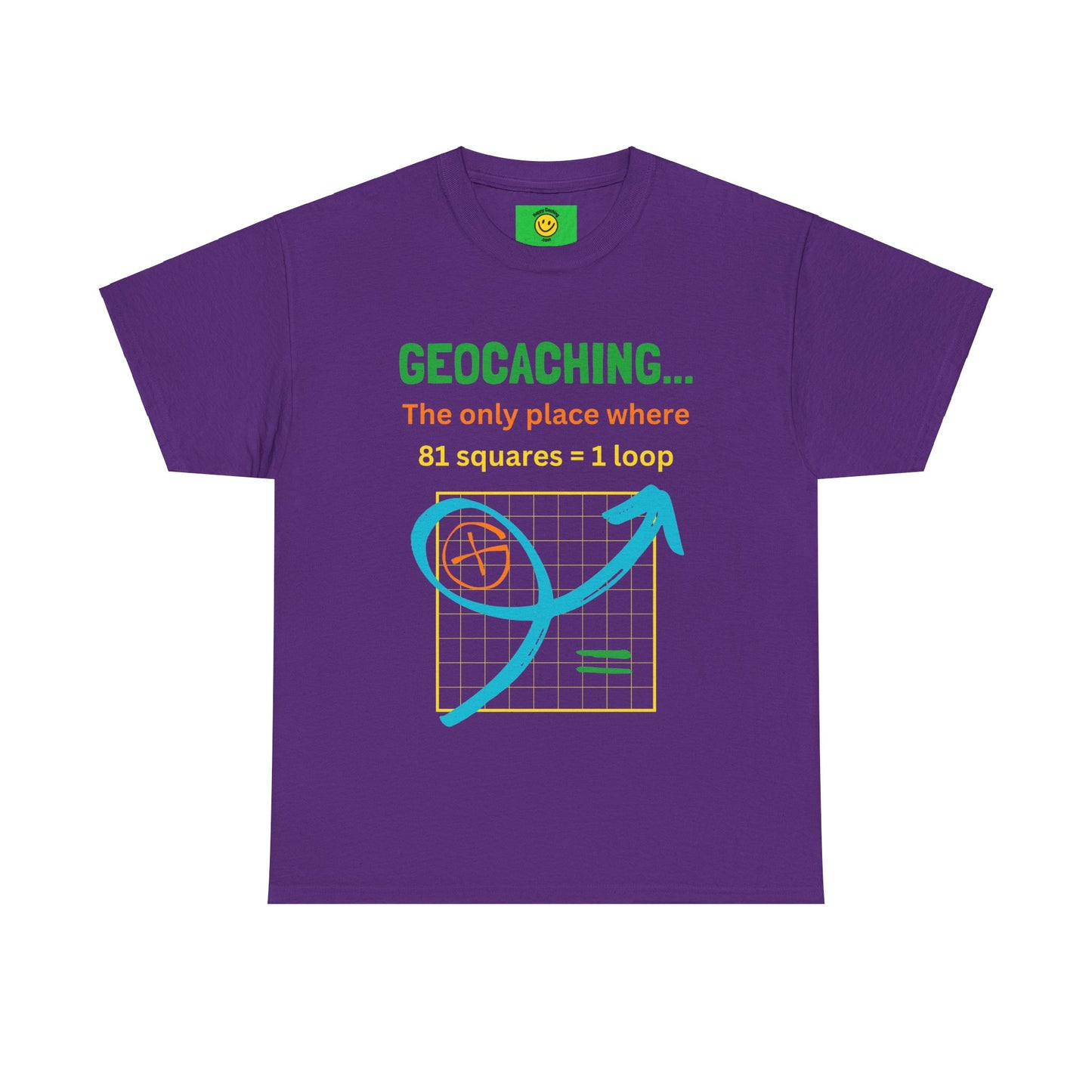 Geocaching, The Only Place Where 81 Squares = One Loop Funny Geocache T-shirt Unisex Cotton Tee