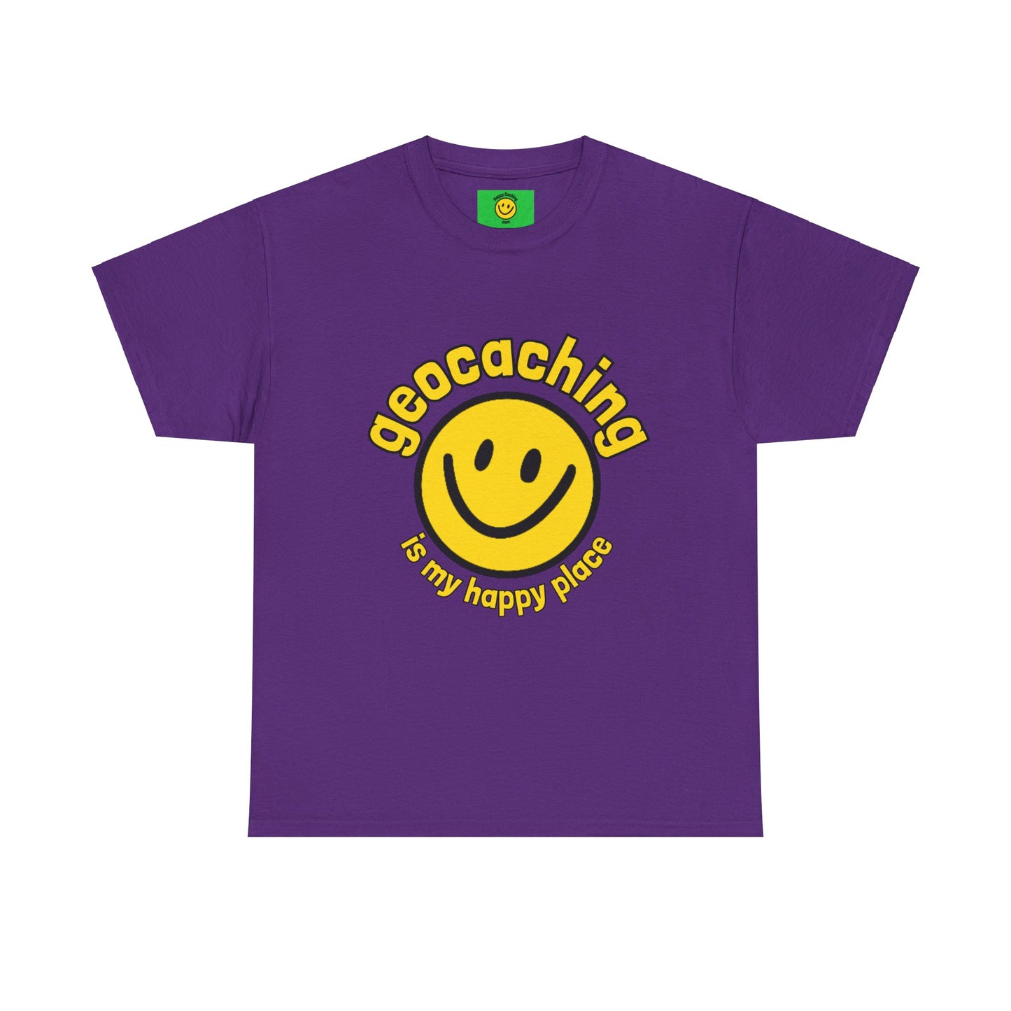 Geocaching is my Happy Place, Fun Geocache T-shirt Unisex Heavy Cotton Tee