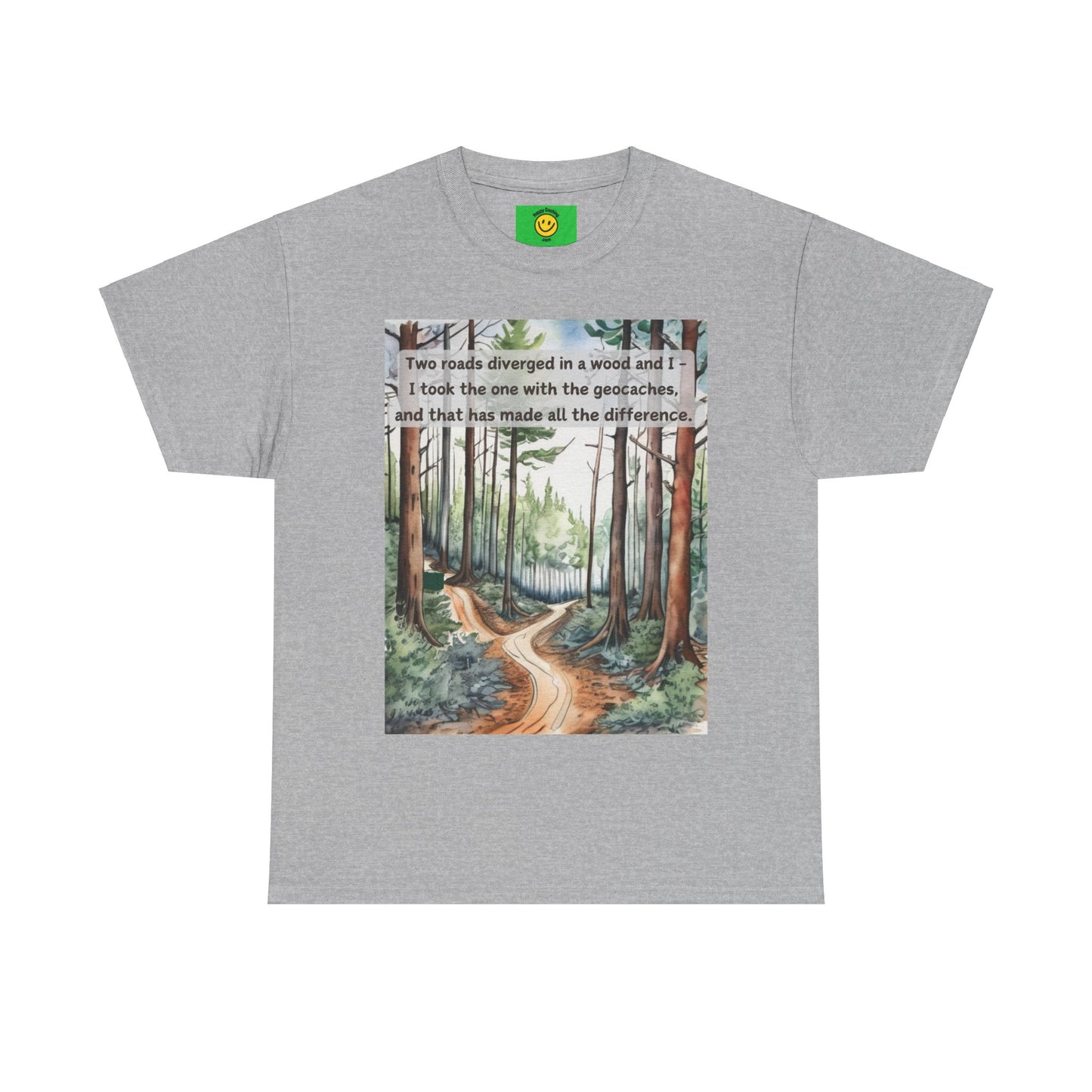 Two Roads Diverged Geocaching T-Shirt Unisex Heavy Cotton Tee