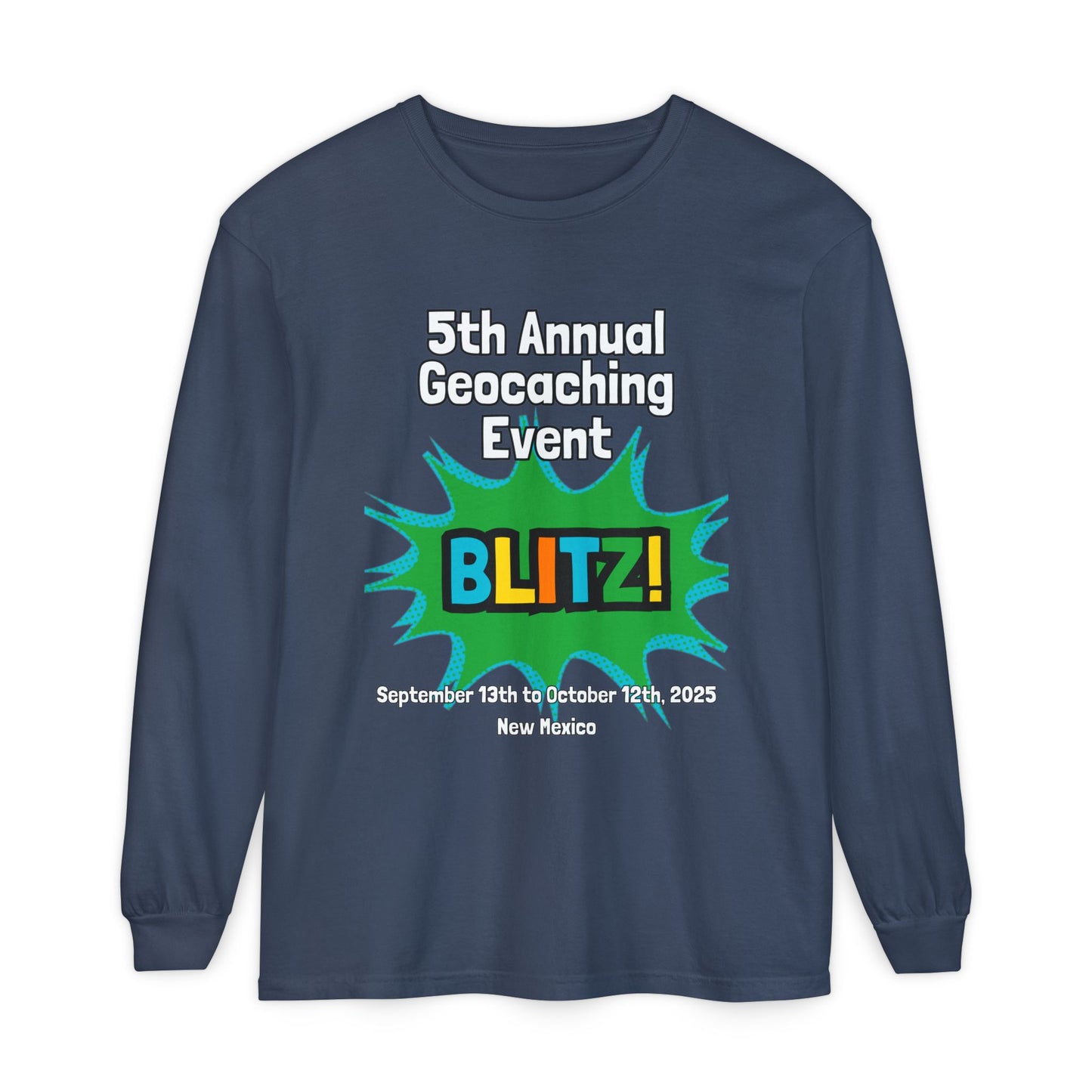 Geocaching Event Blitz 2025 Long Sleeve T-Shirt | Adult Tee, Unisex