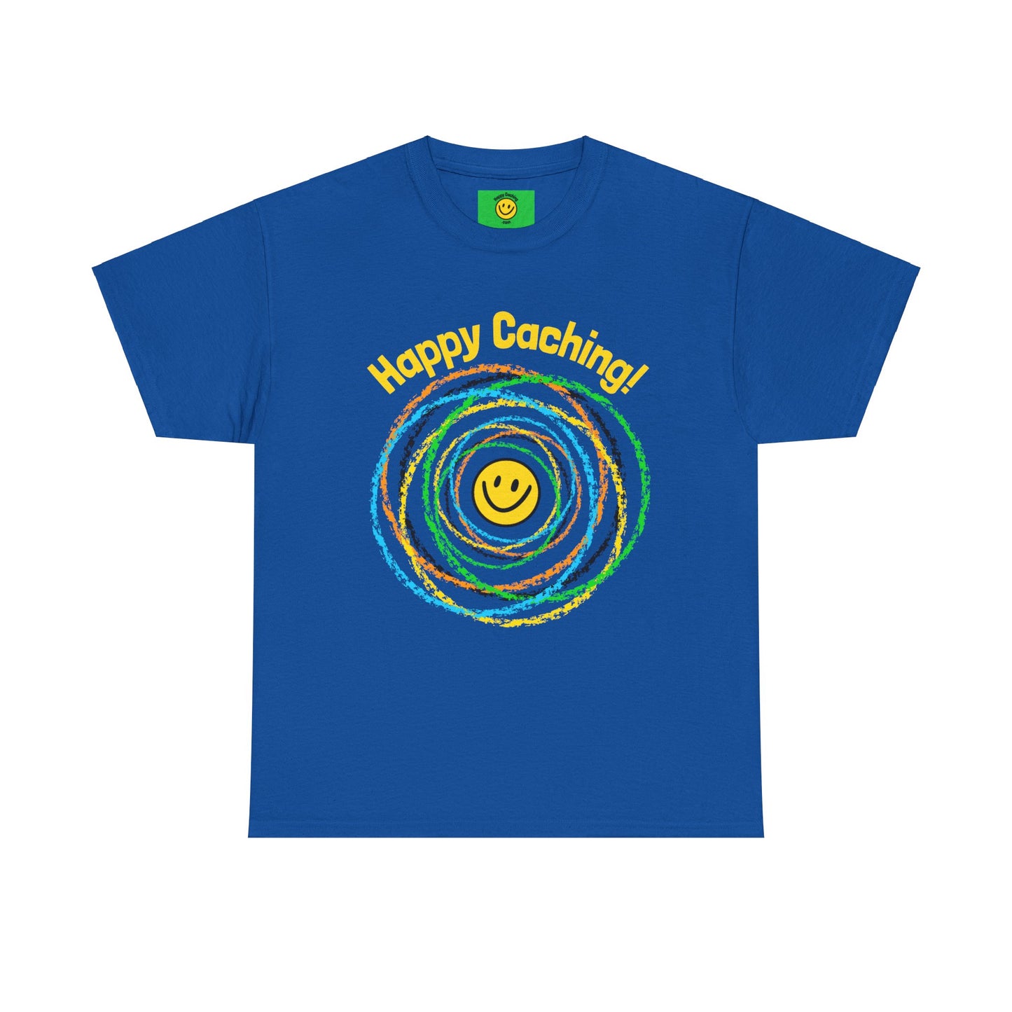 Happy Caching Geocaching T-Shirt Unisex Heavy Cotton Tee