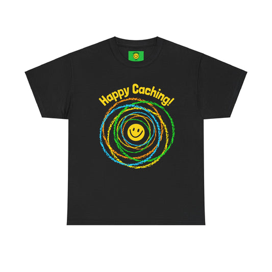 Happy Caching Geocaching T-Shirt Unisex Heavy Cotton Tee