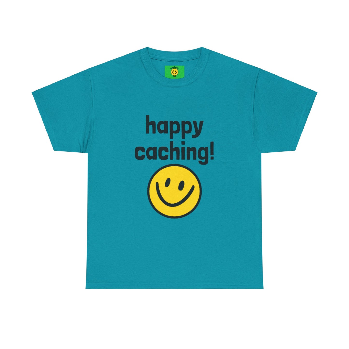 happy caching! Geocaching T-shirt Unisex Heavy Cotton Tee