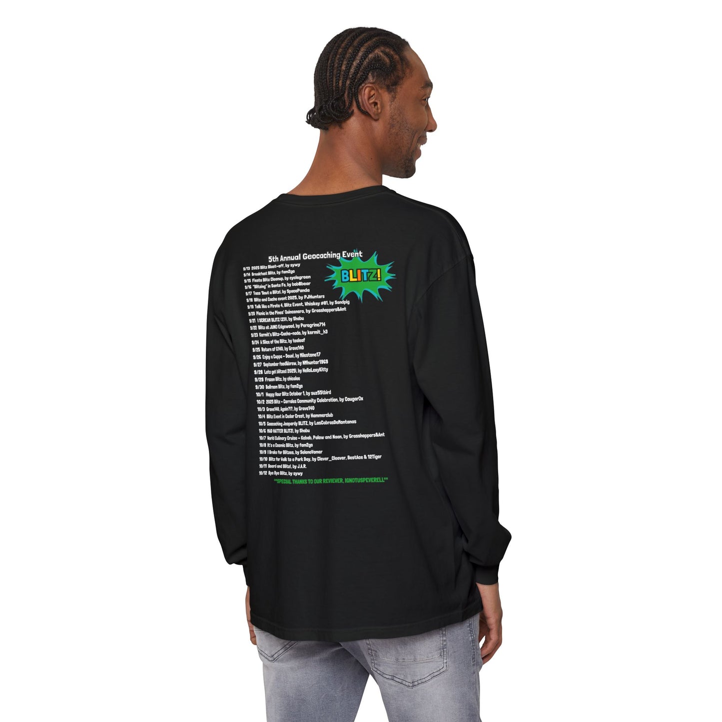 Geocaching Event Blitz 2025 Long Sleeve T-Shirt | Adult Tee, Unisex
