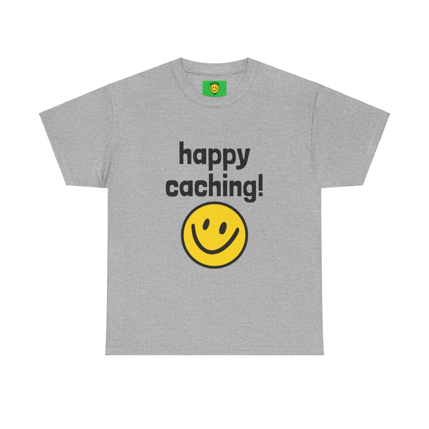 happy caching! Geocaching T-shirt Unisex Heavy Cotton Tee