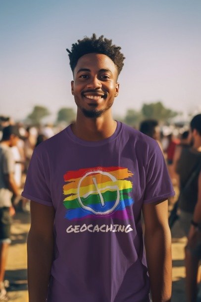 Geocaching Diversity Pride T-Shirt Unisex Heavy Cotton Tee