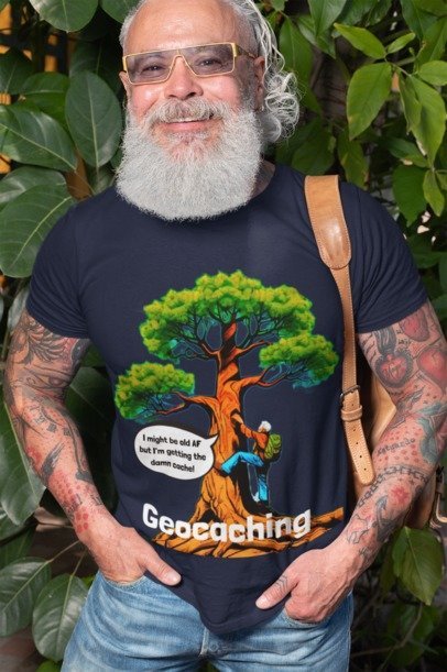 I Might be Old AF but I'm Getting the Damn Cache Geocache T-Shirt Unisex Heavy Cotton Tee