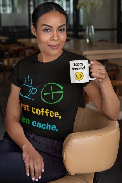 First Coffee then Cache Geocache T-shirt Unisex Adult Geocaching Heavy Cotton Tee